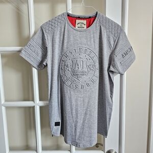 Amsterdam Graphic Grey Men's T-shirt LARGE Embossed Total Dutch Short Sleeve